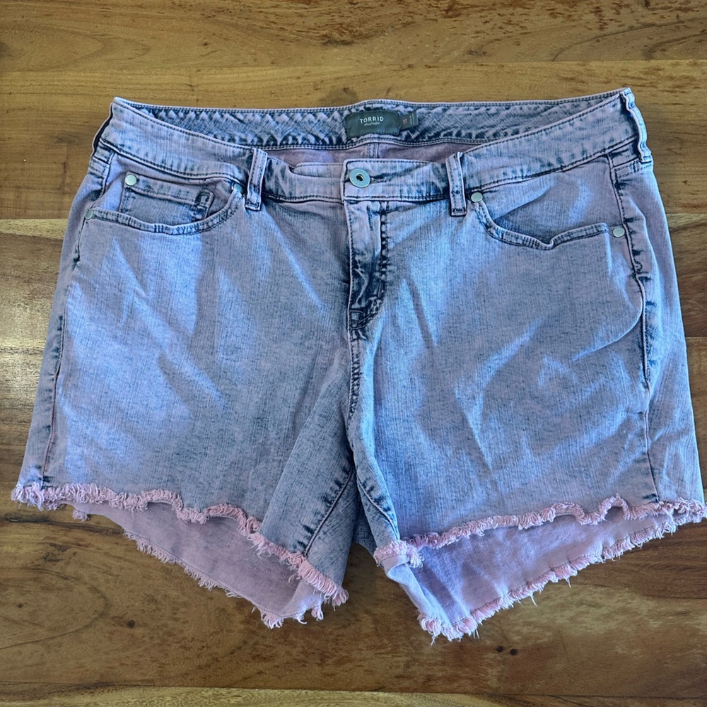 Torrid Light Pink Frayed Jean Shorts